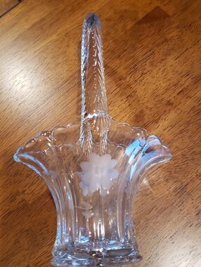 Vintage Duncan & Miller Etched Glass Bride's Basket
